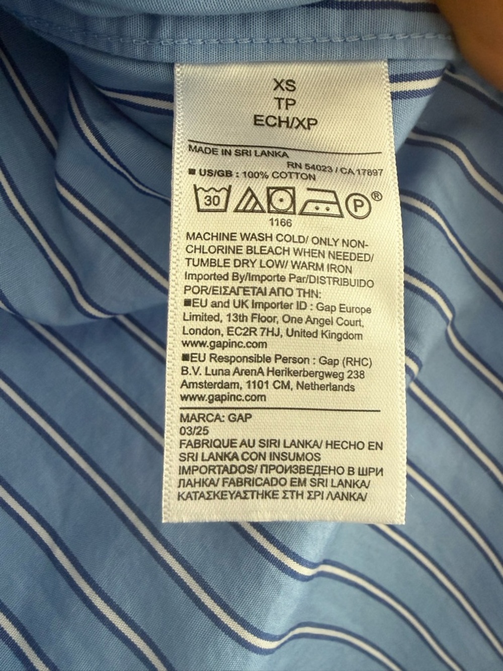 GAP “big shirt” Blue Striped (oversized ) shirt one size organic cotton - Picture 6 of 8